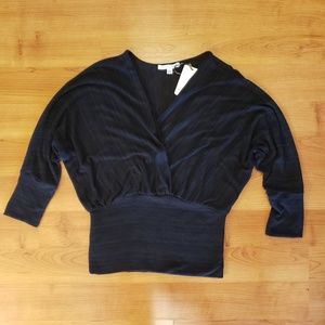 NWT Green Envelope Black 3/4 Sleeve top